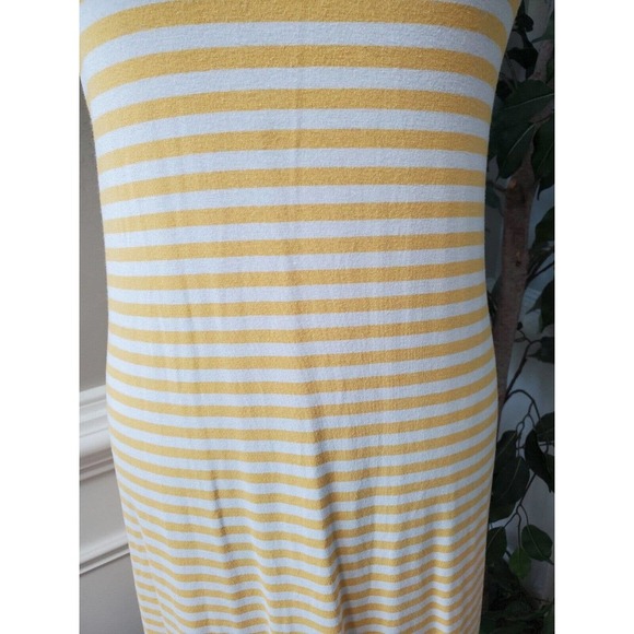 Time And Tru Yellow White Striped Round Neck Sleeveless Knee Length Dress XL - Picture 3 of 13